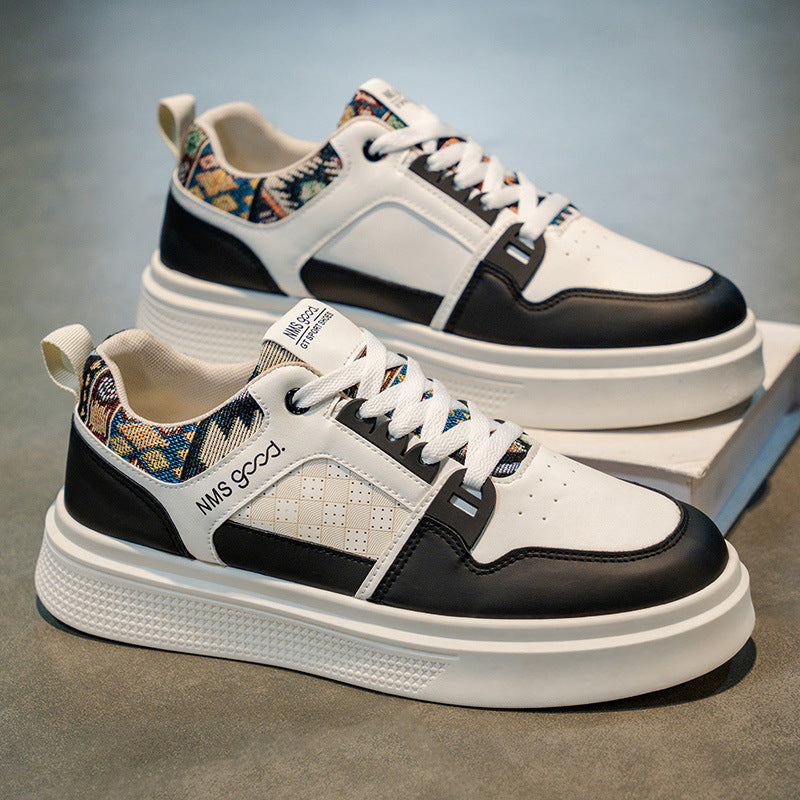 Men's Breathable PU Leather Casual Sports Shoes in White