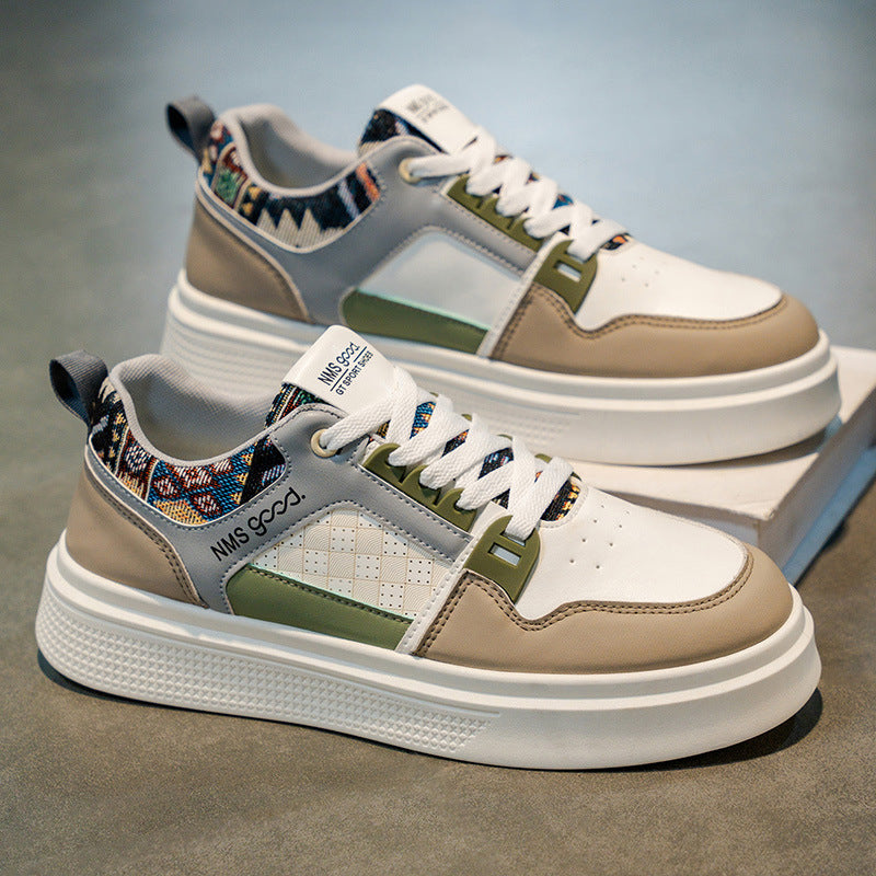 Men's Breathable PU Leather Casual Sports Shoes in White