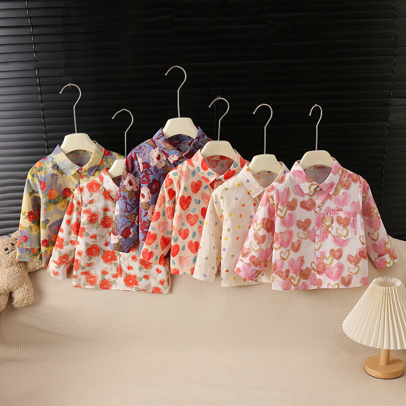 Kids  Cotton Printed Shirt Jacket Long Sleeve