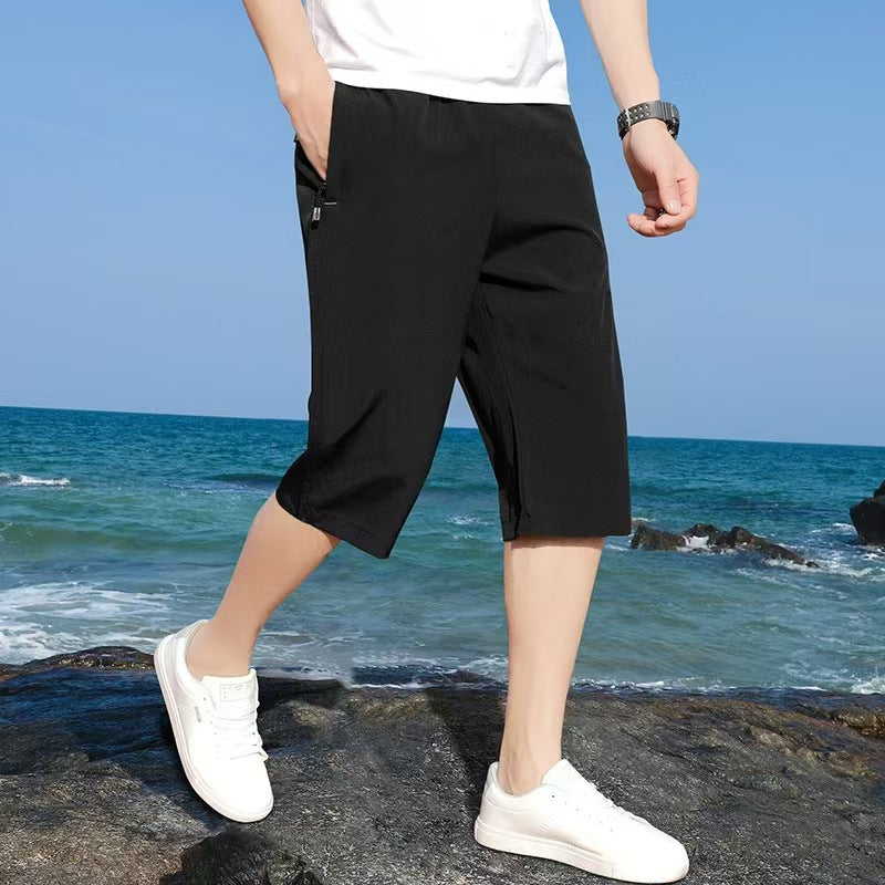 Men's Ice Silk Loose Fit Casual Sports Shorts