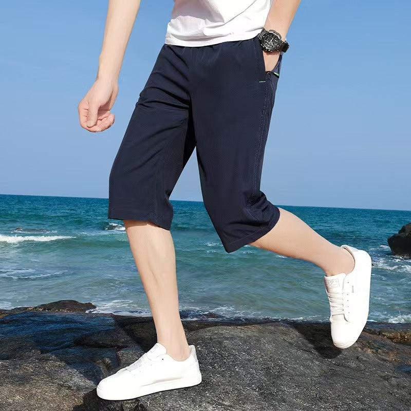 Men's Ice Silk Loose Fit Casual Sports Shorts