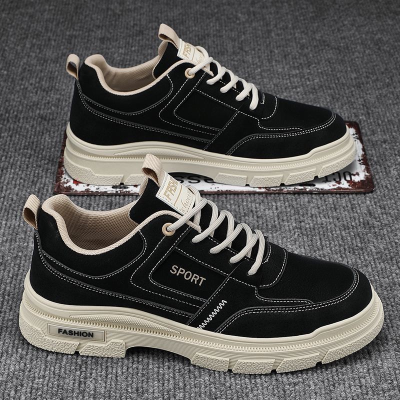 Men's Breathable Thick Sole Casual Low-Top Leather Sneakers