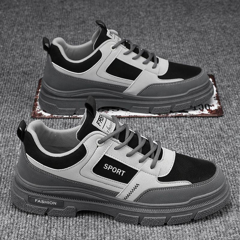 Men's Breathable Thick Sole Casual Low-Top Leather Sneakers