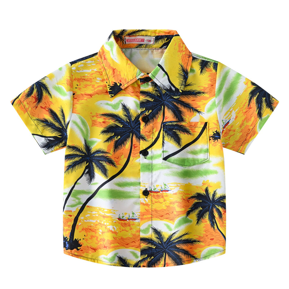 Boys Tropical Print Short Sleeve Beach Shirt