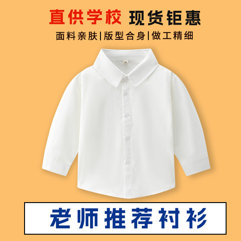 Kids Cotton Long Sleeve School Uniform Shirt