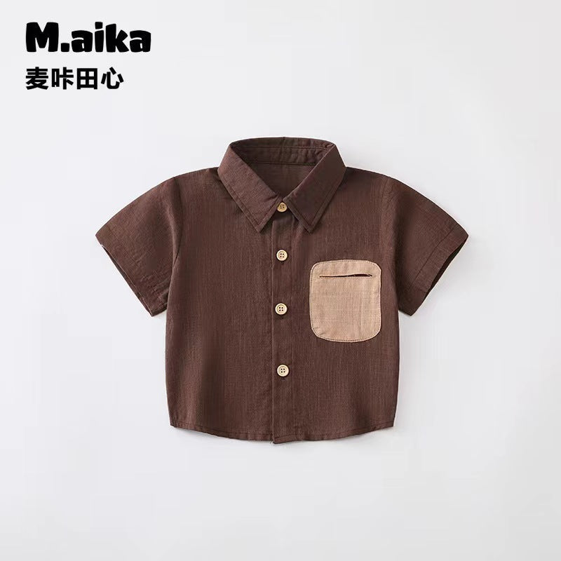 Boys Cotton Short Sleeve Casual Summer Shirt