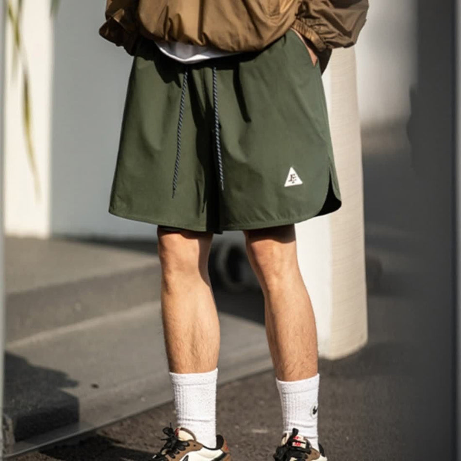 Men's Embroidered Functional Sports Shorts with Side Slits