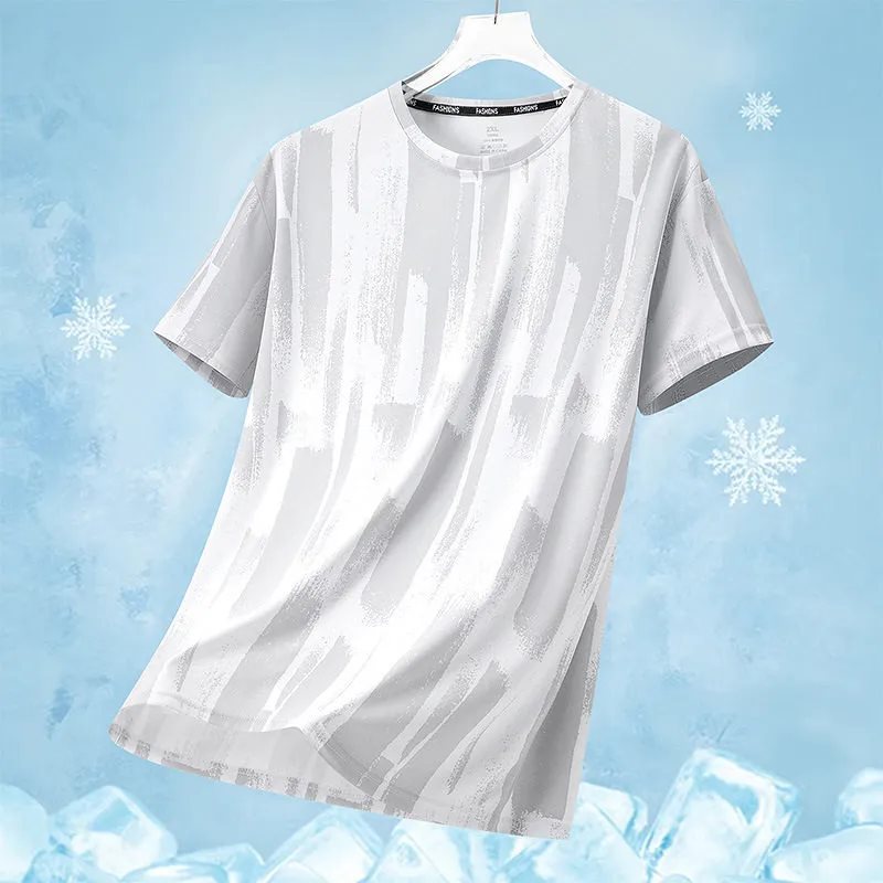 Men's Striped Camouflage Ice Silk Quick-Dry T-Shirt