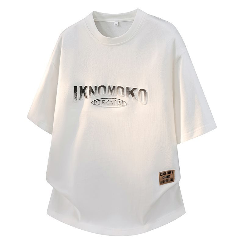 Men's Plus Size Embossed Silk Cotton T-Shirt