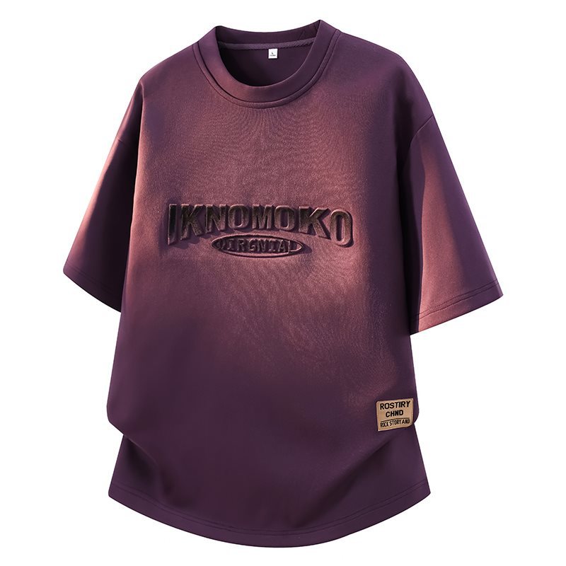 Men's Plus Size Embossed Silk Cotton T-Shirt