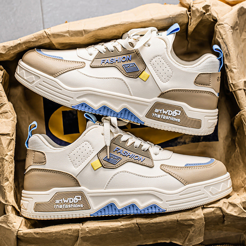Men's Breathable Thick Sole White Casual Sneakers Summer
