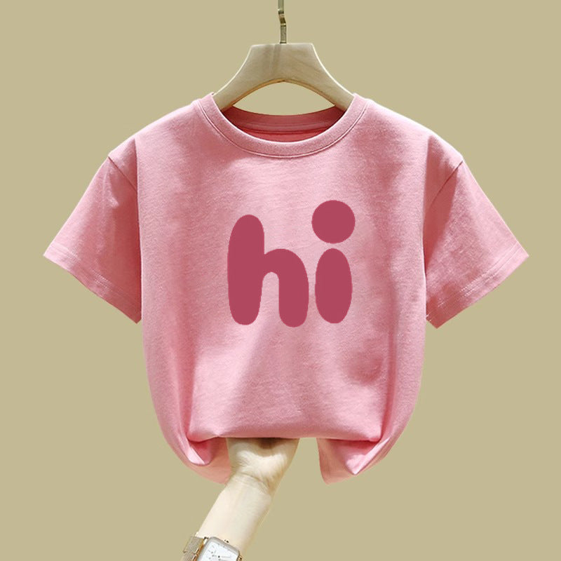 Kids Cotton Cartoon Print Crew Neck Summer T-Shirt