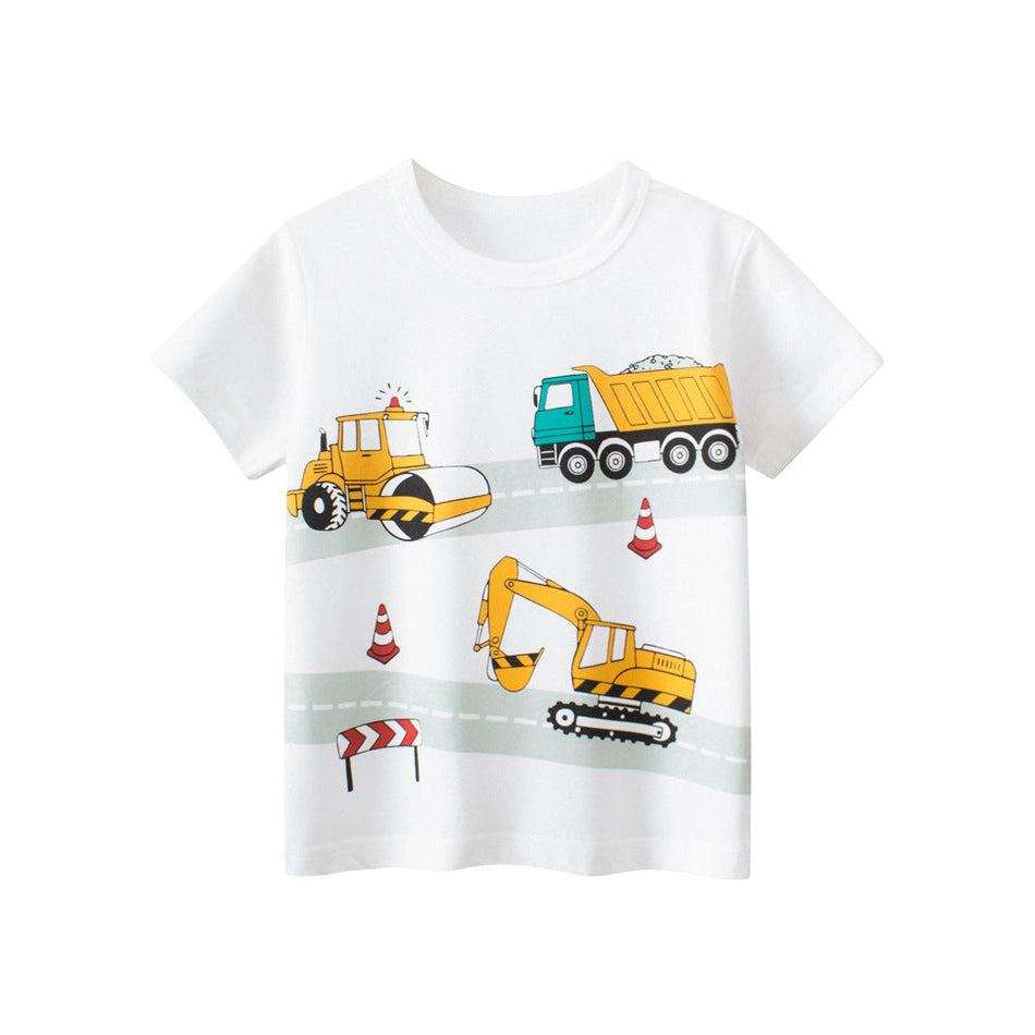 Boys 100% Cotton Cartoon Short Sleeve Summer T-Shirt