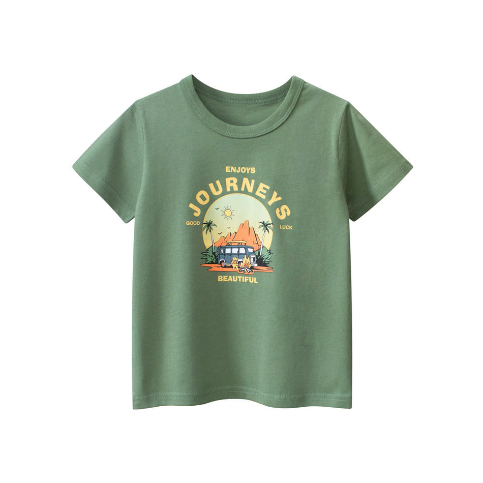 Boys 100% Cotton Cartoon Short Sleeve T-Shirt