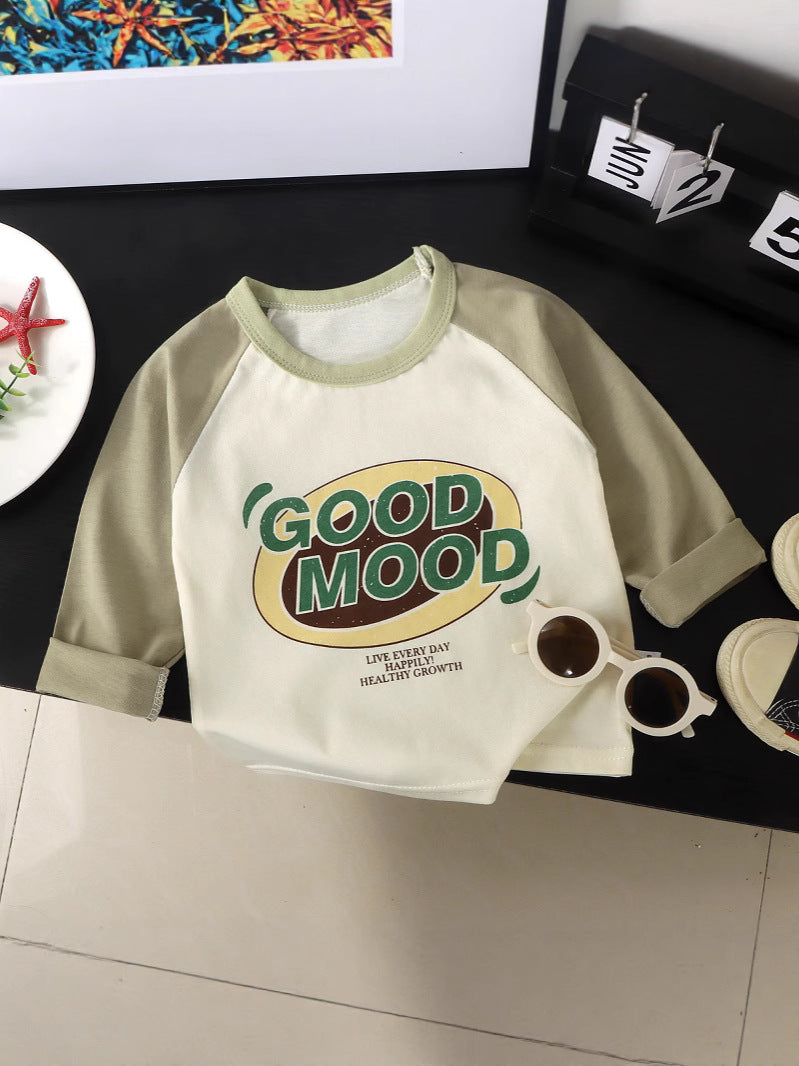 Kids Cotton Raglan Long Sleeve Cartoon T-Shirt Casual Top