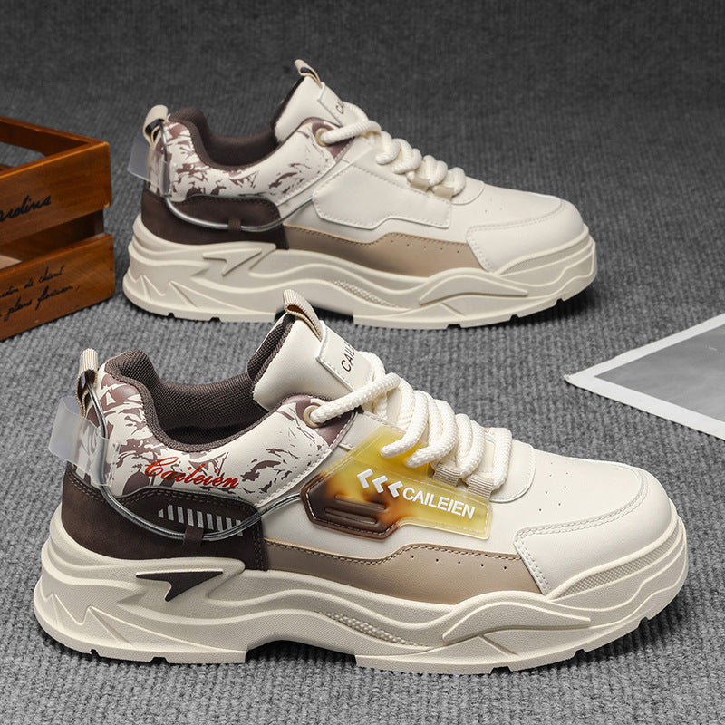 Men's Breathable Thick Sole White Casual Dad Sneakers