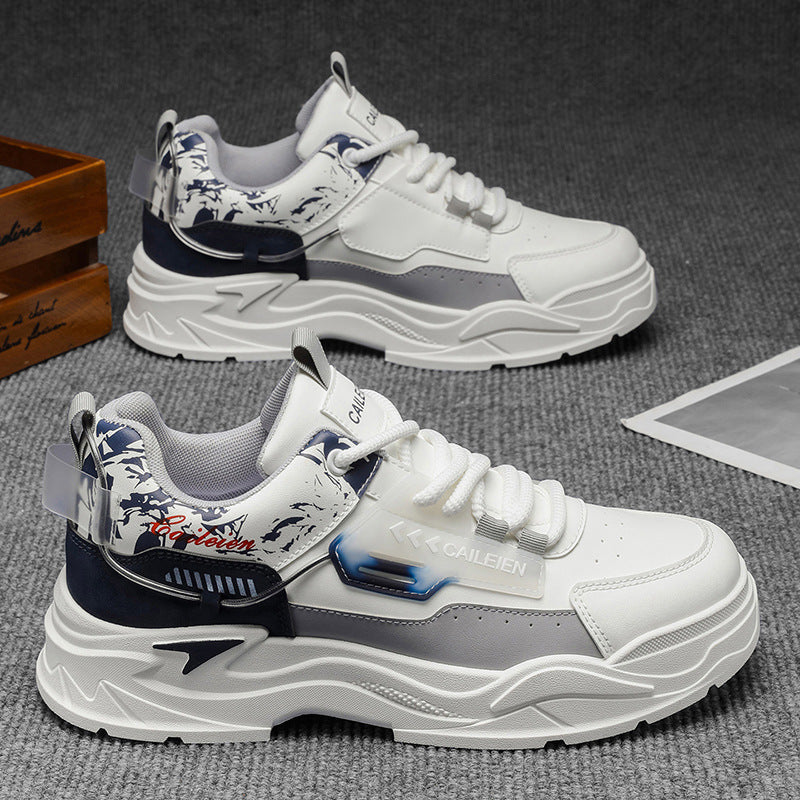 Men's Breathable Thick Sole White Casual Dad Sneakers