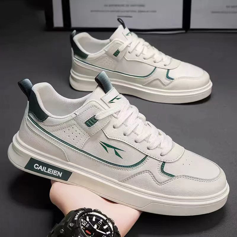 Men's Breathable White Thick Sole Non-Slip Casual Sneakers Shoes
