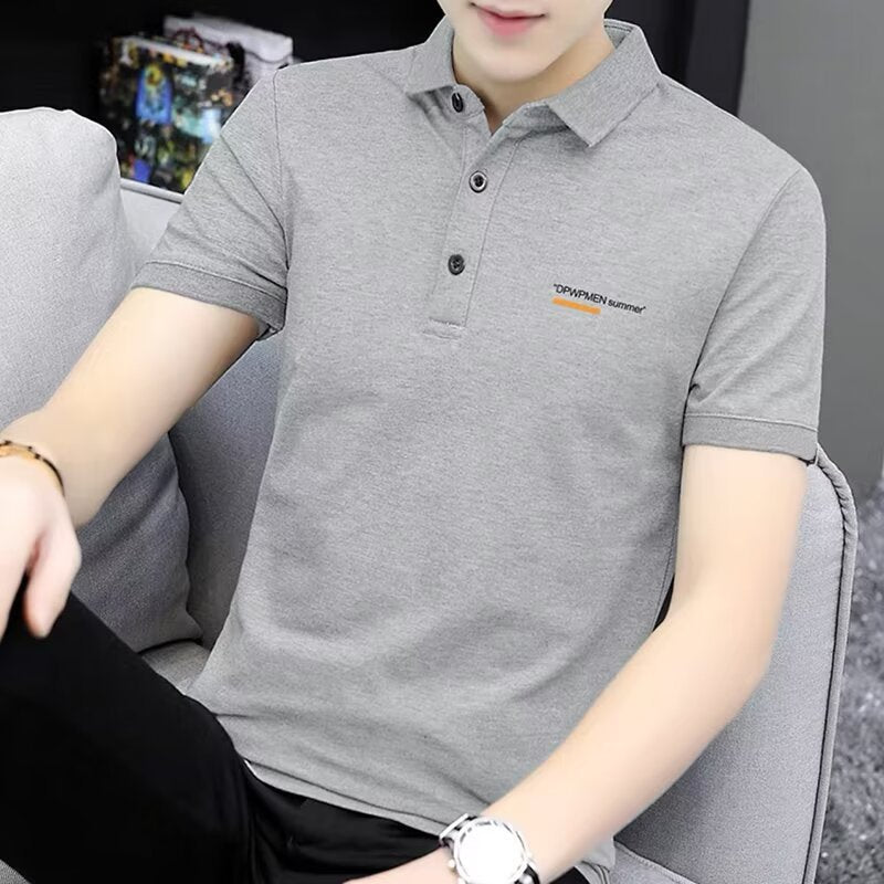 Men's Solid Gray Business Casual Polo Shirt
