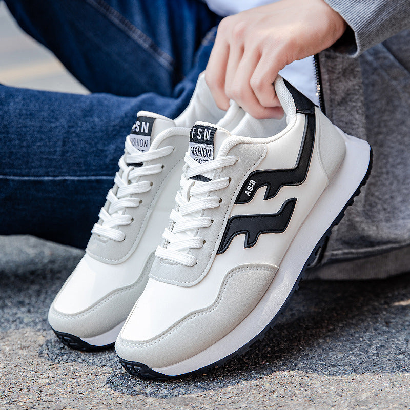 Men's Lightweight Wear-Resistant Leather Casual Sneakers Shoes