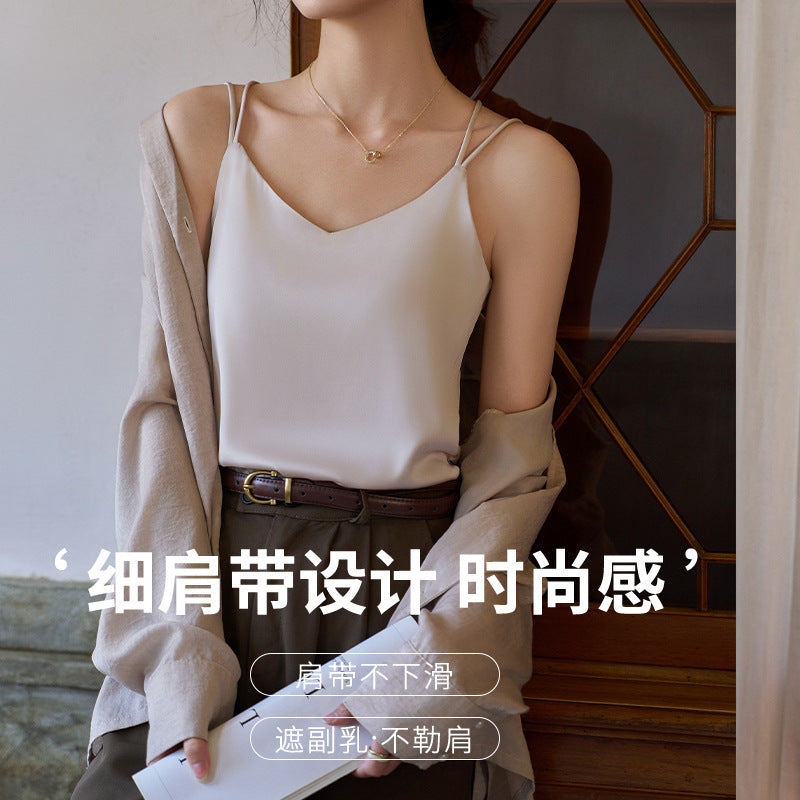 Women's Satin Camisole Top Elegant Sleeveless Summer Tank