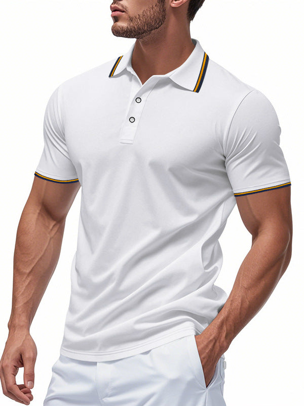 Men's Quick-Dry Striped Golf Polo Shirt