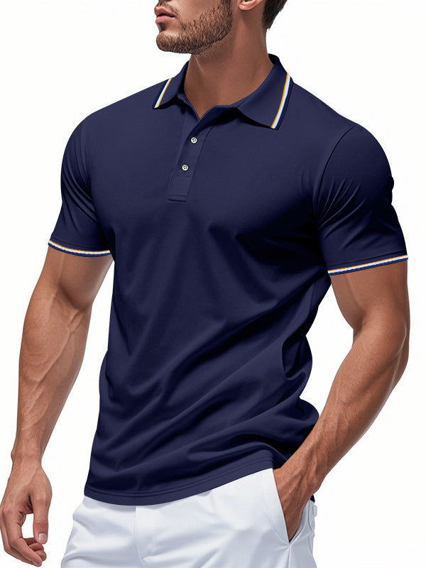 Men's Quick-Dry Striped Golf Polo Shirt