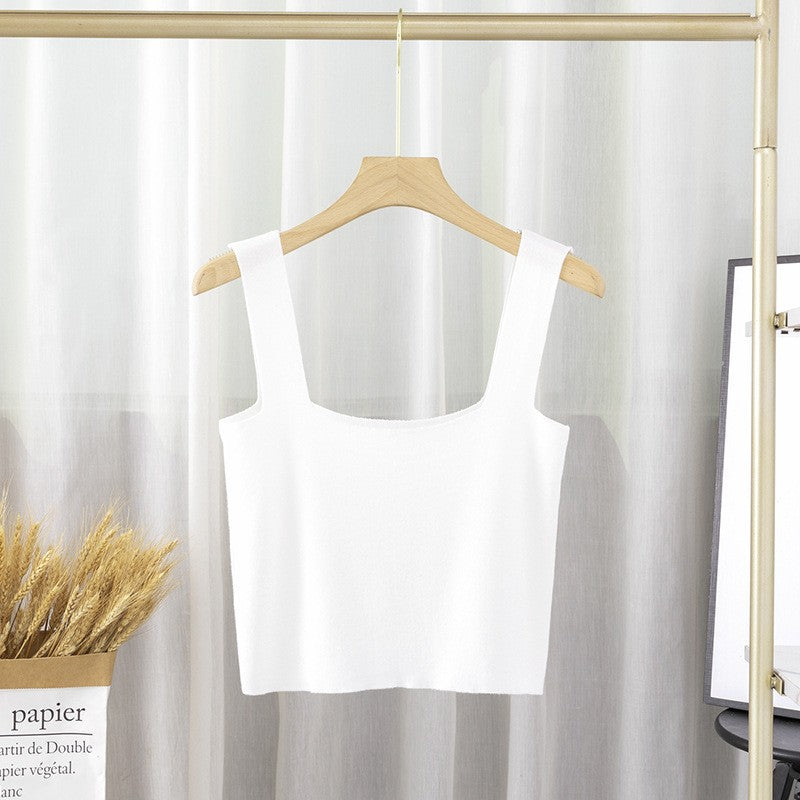 Women's Square Neck Knit Camisole Slim Fit Sleeveless Top