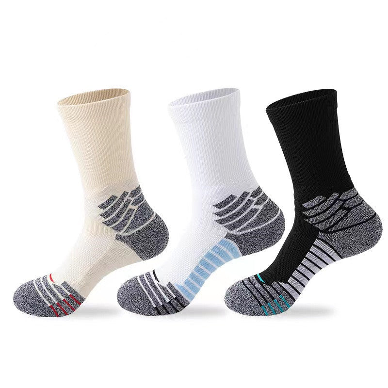 Men's Long Tube Towel Sole Running Sports Socks Breathable Fit