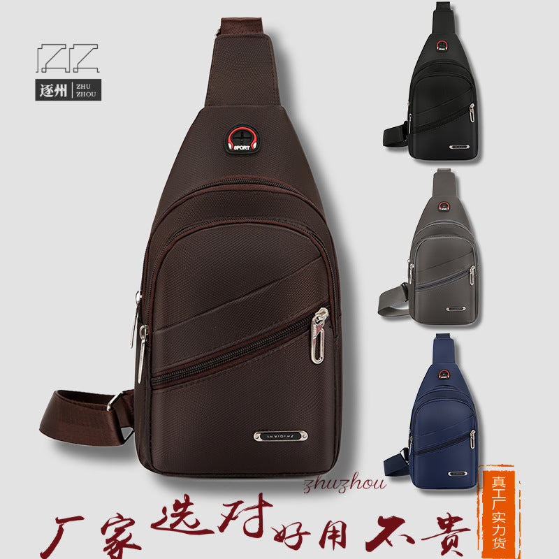 Men's Waterproof Oxford Crossbody Chest Bag Description: