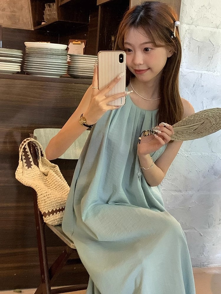 Women's Halter Neck Sleeveless Beach Midi Dress