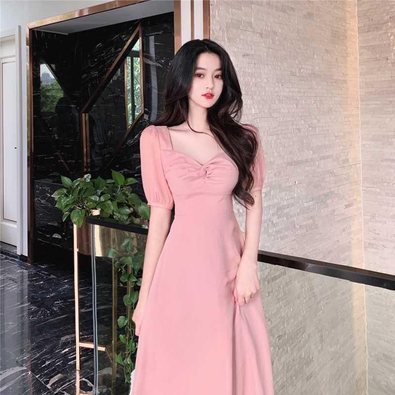 Women's Square Neck Twist Waist Midi Dress