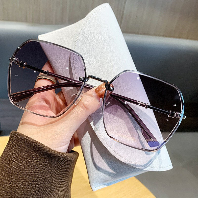 Luxury Rimless Gradient Sunglasses Oversized UV400 Shades