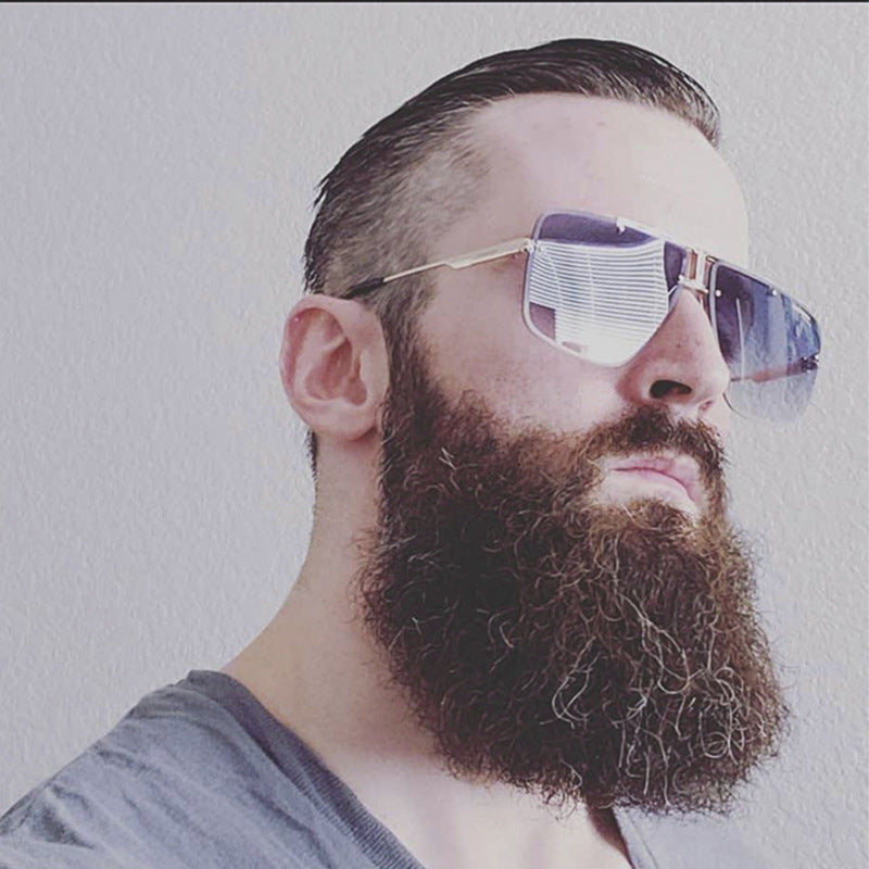 Unisex Frameless Double Bridge Square Metal Sunglasses