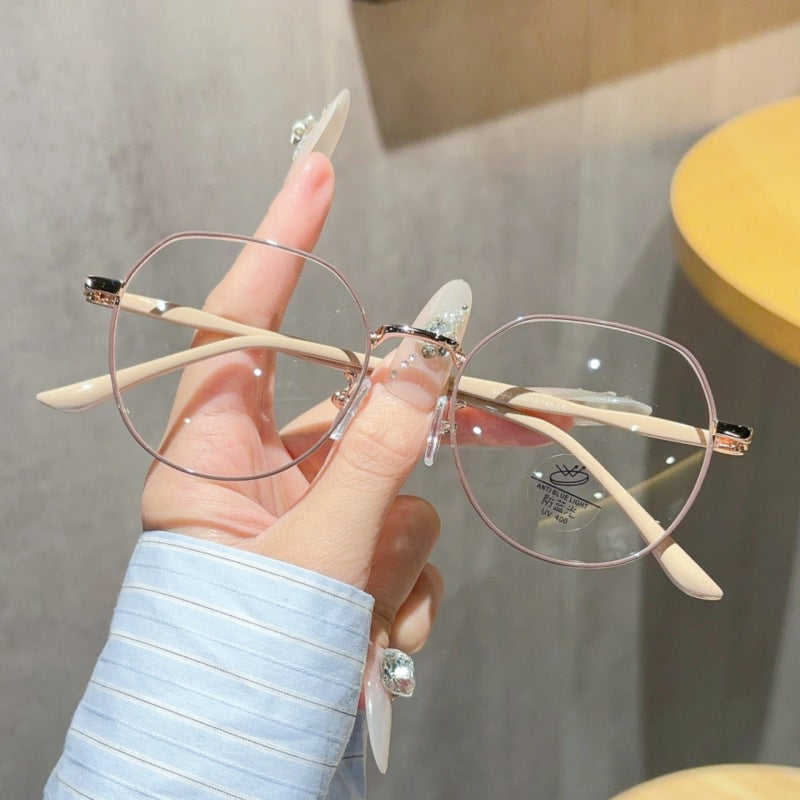 Retro Round Metal Anti-Blue Light Glasses Frame
