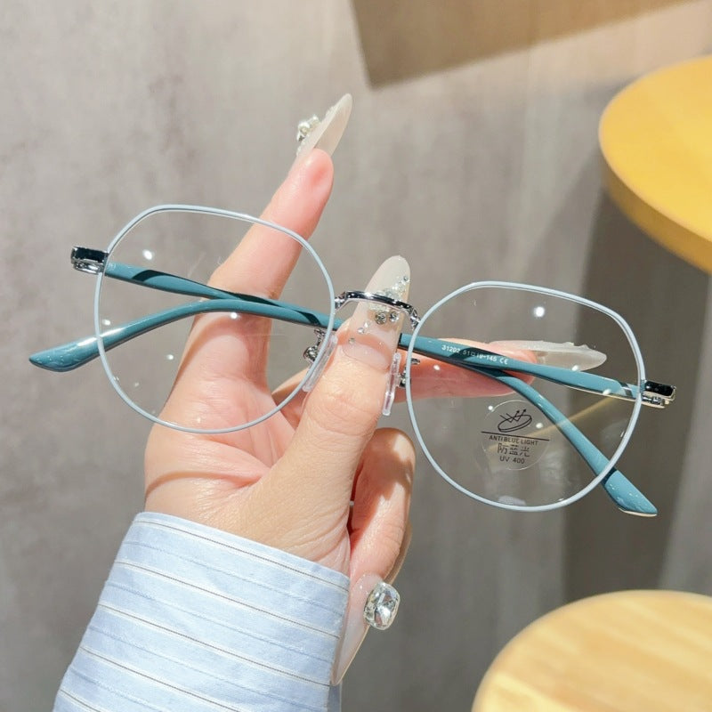 Retro Round Metal Anti-Blue Light Glasses Frame