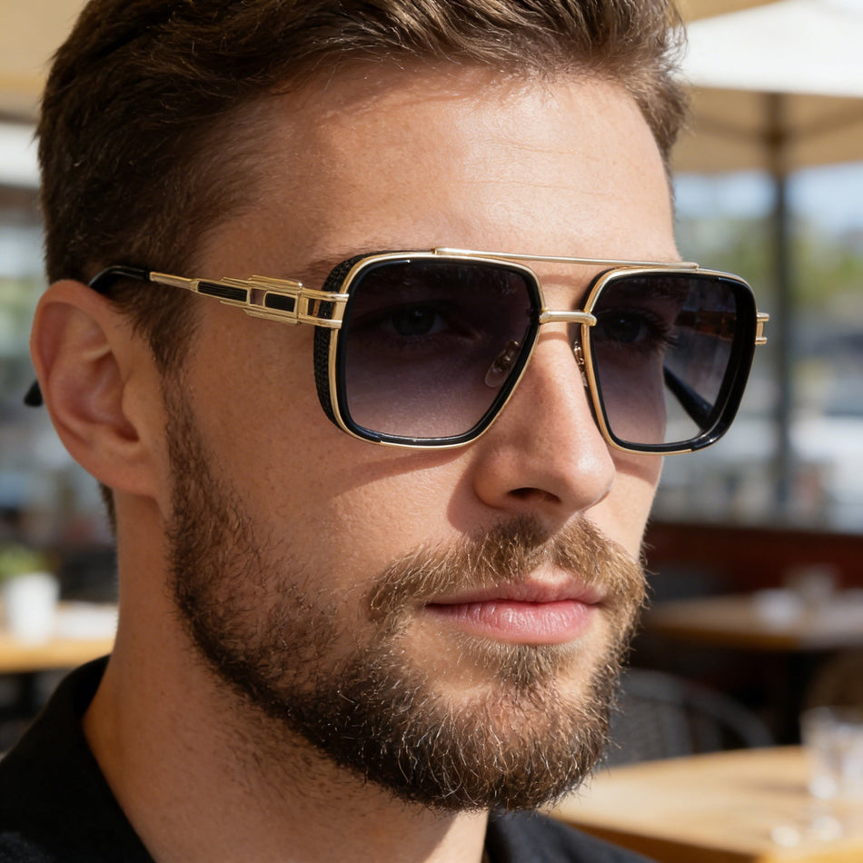 Men's Retro Square Frame Punk Style Driving Sunglasses 2026
