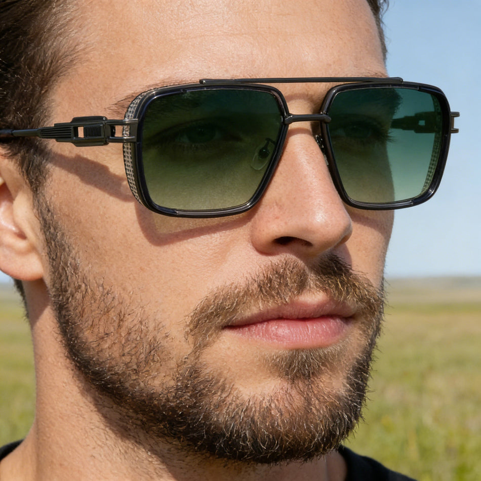 Men's Retro Square Frame Punk Style Driving Sunglasses 2026