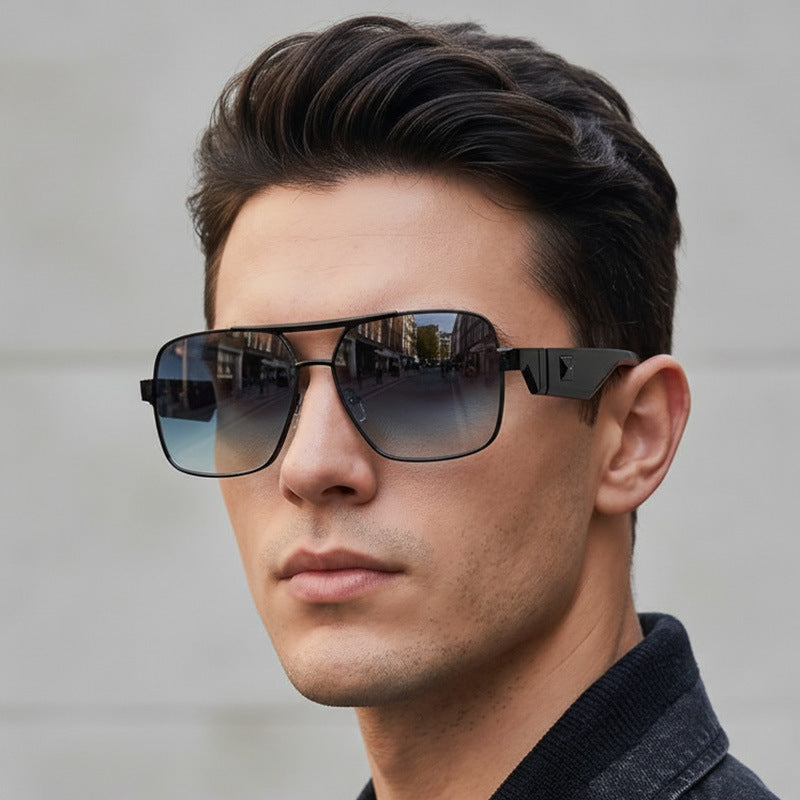Unisex Double Bridge Square Frame UV Protection Sunglasses