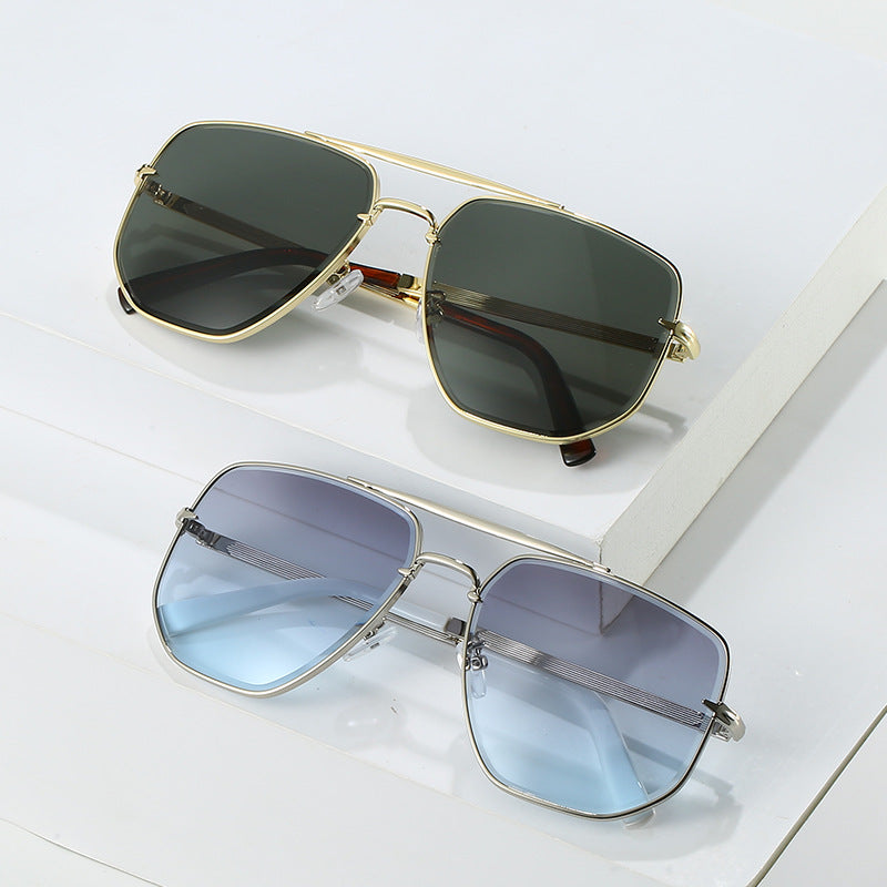 Unisex Square Metal Double Bridge Retro Sunglasses Fashion Style