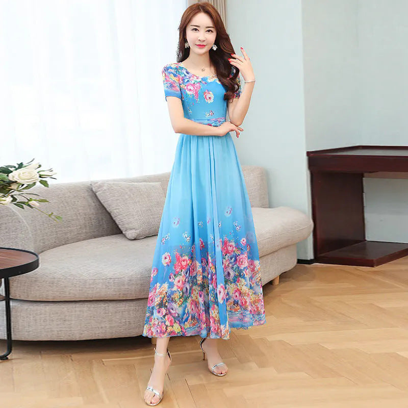 Printed Elegant Maxi Beach Dress for Women