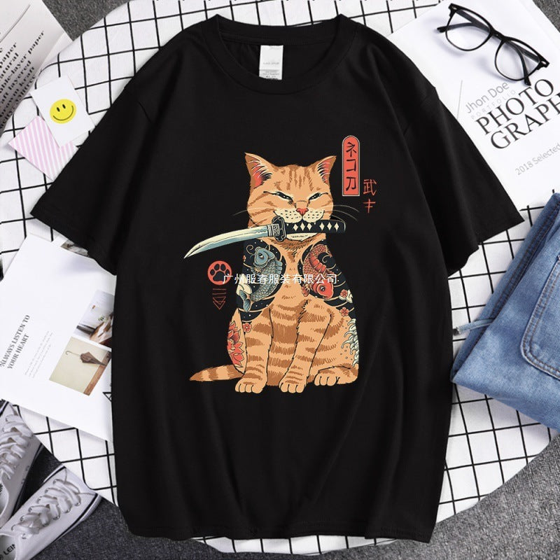 Men's Catana Comics Graphic Cotton Harajuku Loose T-Shirt