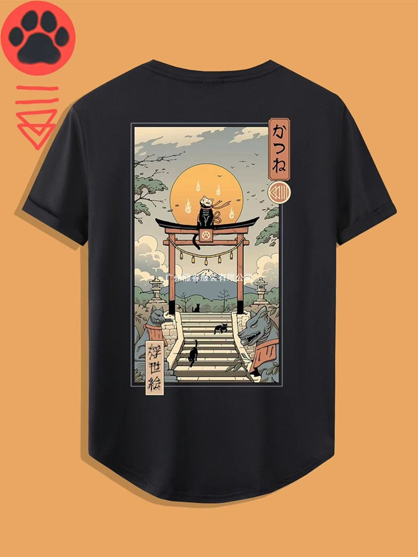 Men's Catana Comics Graphic Cotton Harajuku Loose T-Shirt