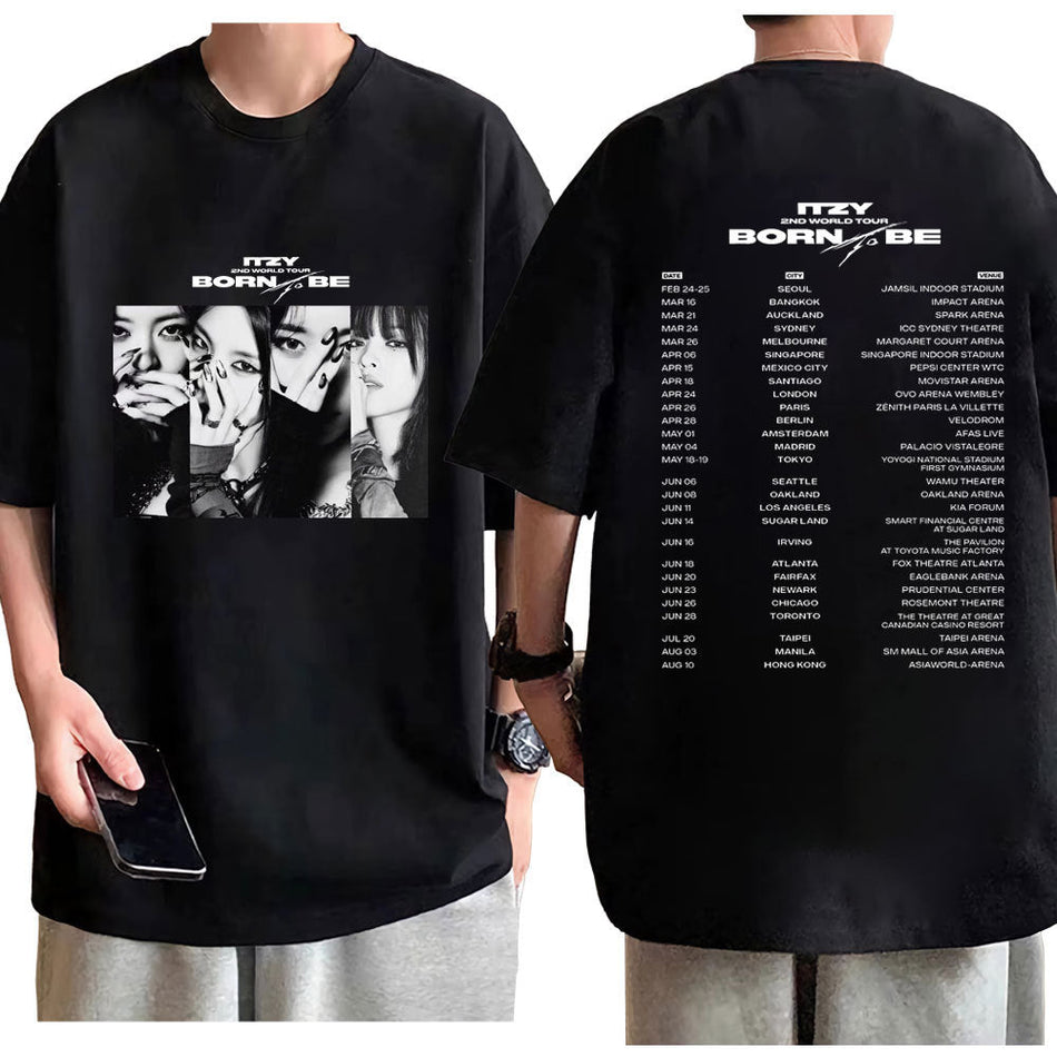 ITZY Born to Be World Tour Cotton Graphic Crew Neck T-Shirt