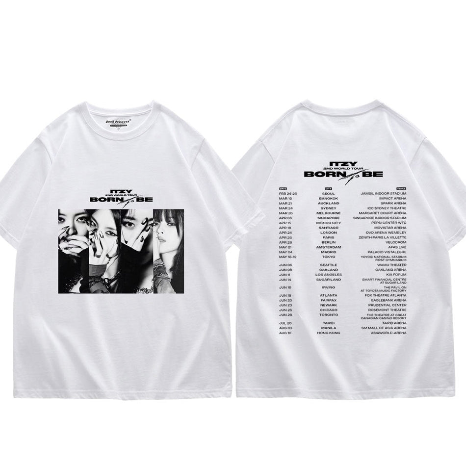 ITZY Born to Be World Tour Cotton Graphic Crew Neck T-Shirt