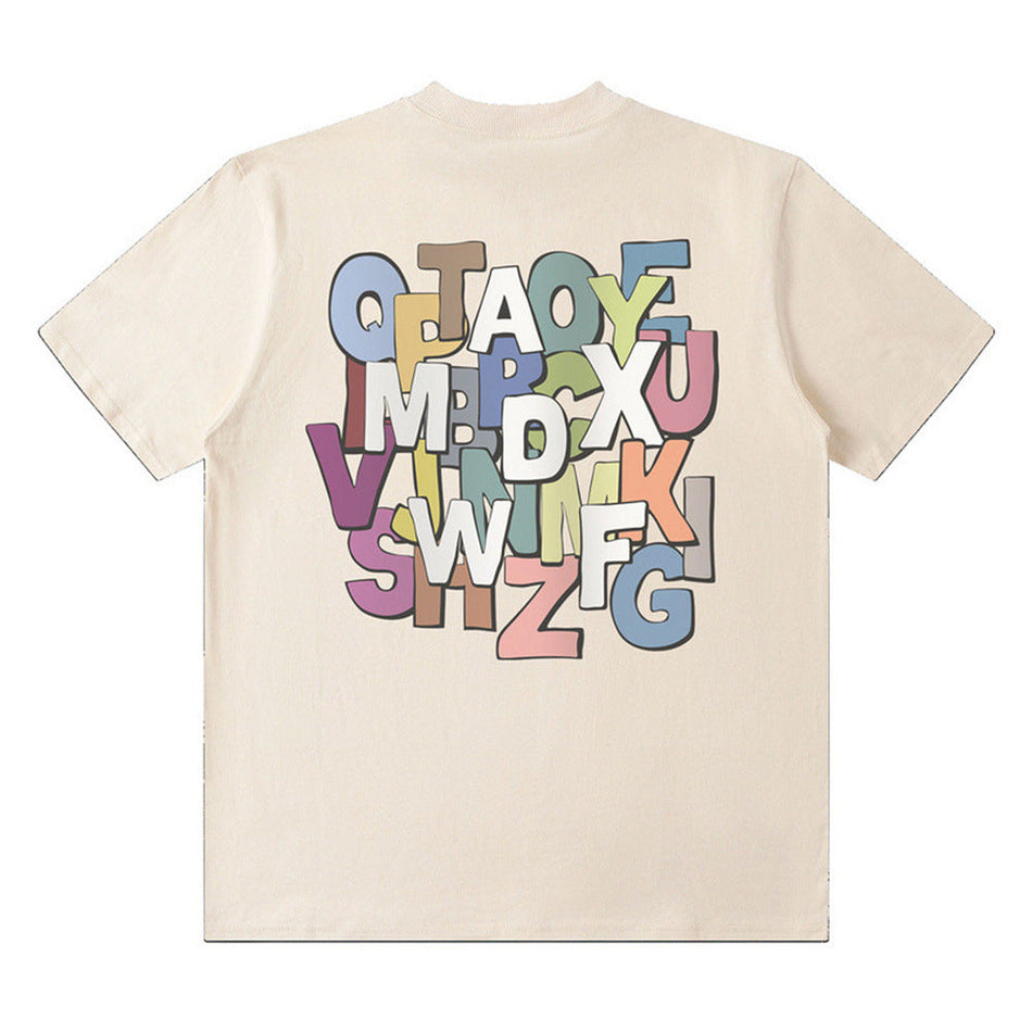 Men's Khaki Hip Hop Cotton Summer Crew Neck T-Shirt