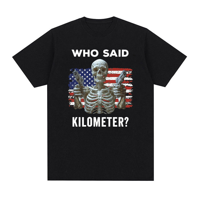 Men's Vintage Skeleton Graphic Cotton Crew Neck T-Shirt