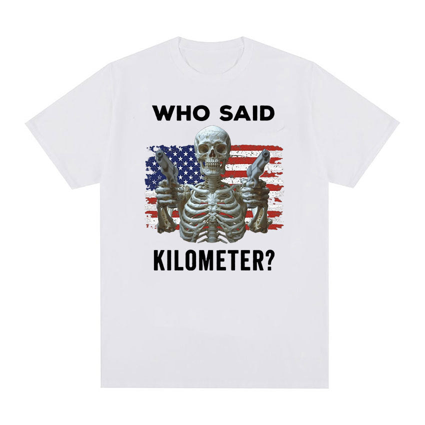 Men's Vintage Skeleton Graphic Cotton Crew Neck T-Shirt