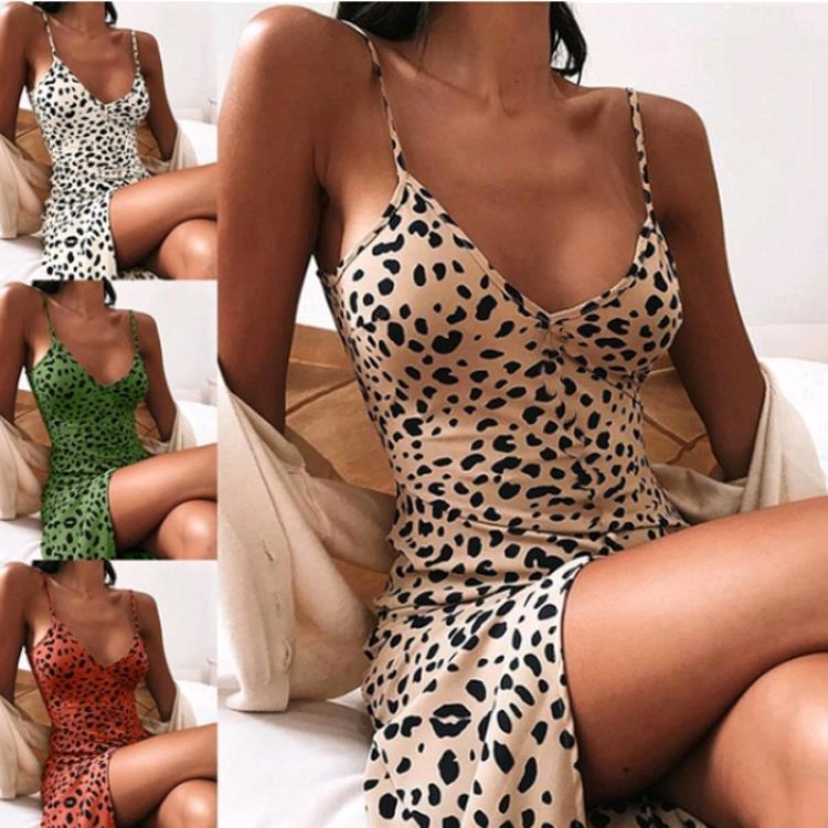 Leopard Print Strap Bodycon Dress for Women