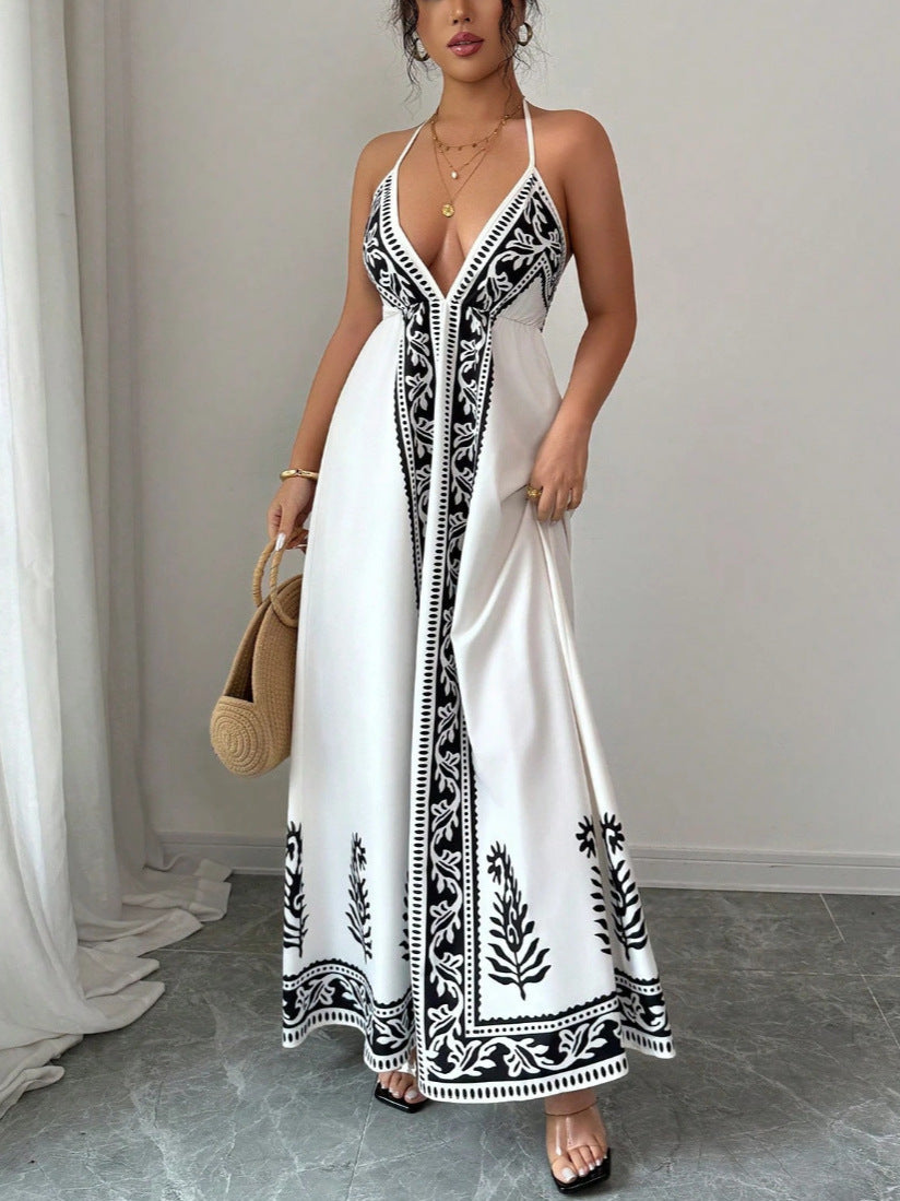 Printed Spaghetti Strap Maxi Dress for Women